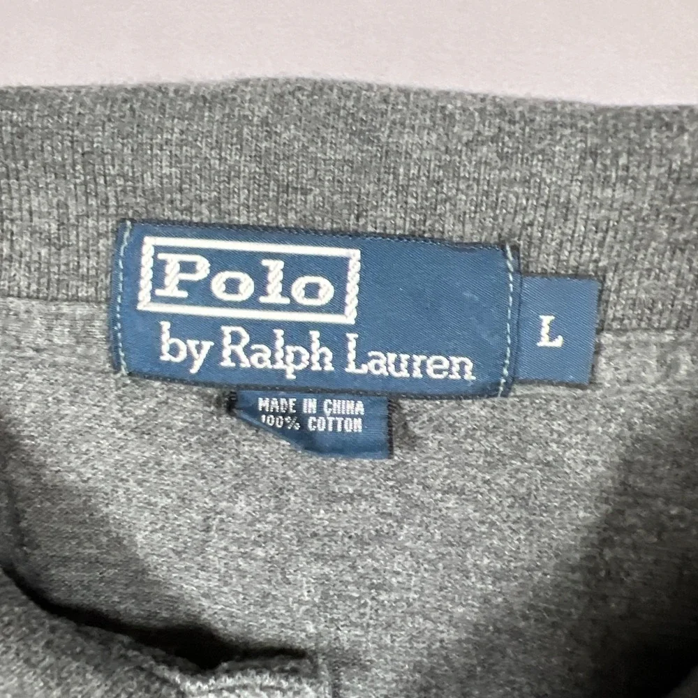 Polo Ralph Lauren Polo Shirt Mens Large Charcoal Gray Cotton Logo Embroidered